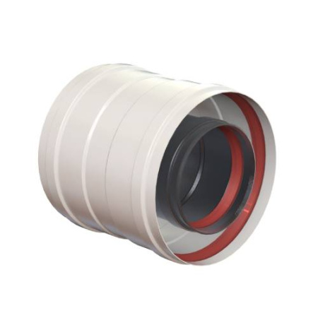 Муфта соединительная Gekon D60/100 мм, L=100 мм, алюминий, для коаксиального дымохода, цвет белый