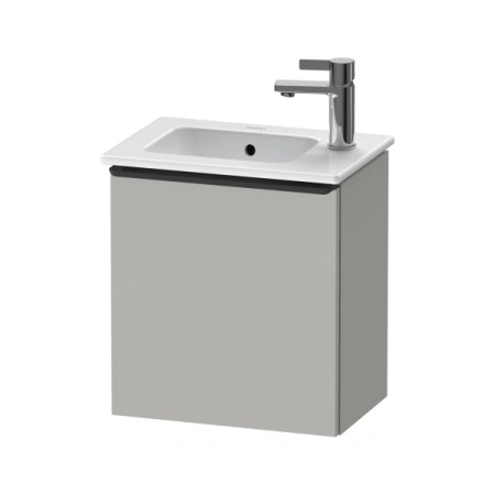 Тумба под раковину Duravit D-Neo, 41х27,4х44 см, подвесная, с распашной дверцей, ДСП, цвет: бетонно-серый, шкафчик навесной, прямоугольная, левая, в ванную комнату