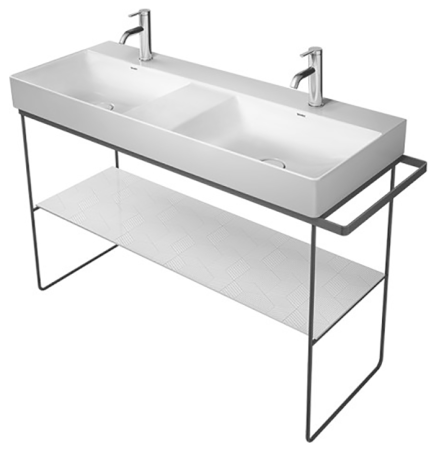 Консоль DURAVIT DuraSquare для раковины 126,5x45,1x74 см, напольная, цвет матовый черный, металлический каркас под раковину, тумба, прямоугольная, с полкой, с полотенцедержателем