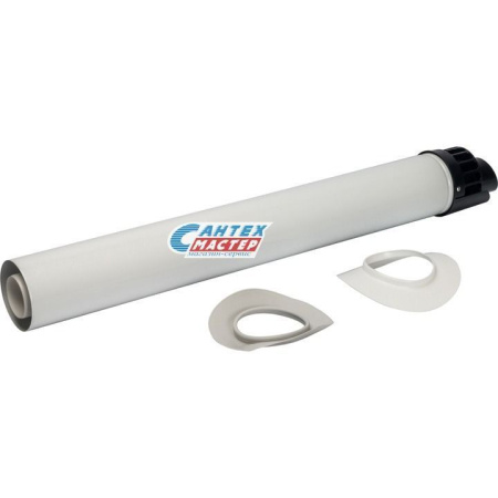 Элемент дымохода STOUT DN60/100 854 мм конденсац. участок для прохода через стену с манжетами и оголовком SCA-8610-010854