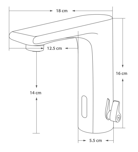 Смеситель для раковины/умывальника Esko SNR26D cенсорный, излив короткий, длина 125 мм, латунь, цвет хром, без донного клапана