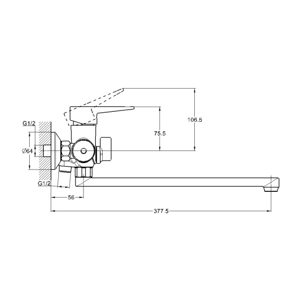 Смеситель для ванны G-lauf с длинным поворотным изливом 322 с аксессуарами белый NUD7-A045YW