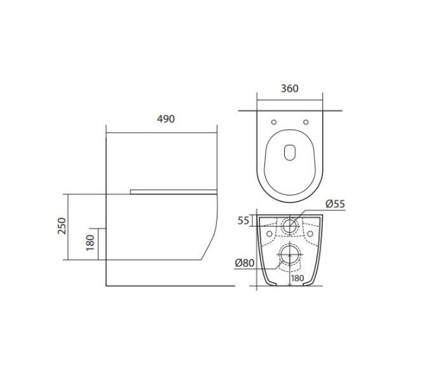 Унитаз подвесной Aquatek Европа белый, горизонтальный (в стену) выпуск, с сиденьем микролифт, дюропласт, безободковый, смыв торнадо, под скрытый бачок