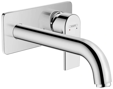 Смеситель для раковины Hansgrohe Vernis Shape, скрытого монтажа, встраиваемый/настенный, однорычажный, фиксированный излив, длина 20,7 см, керамический, латунь, цвет хром, без донного клапана