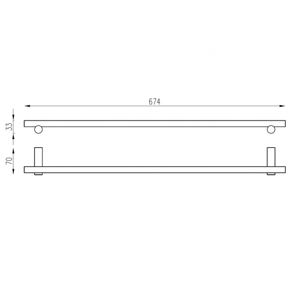 Полотенцедержатель ABBER Osten 316 одинарный, настенный, неповоротный, 674 мм нержавеющая сталь, для полотенец, в ванную/туалет/душевую кабину, цвет золото брашированное AA1857BG