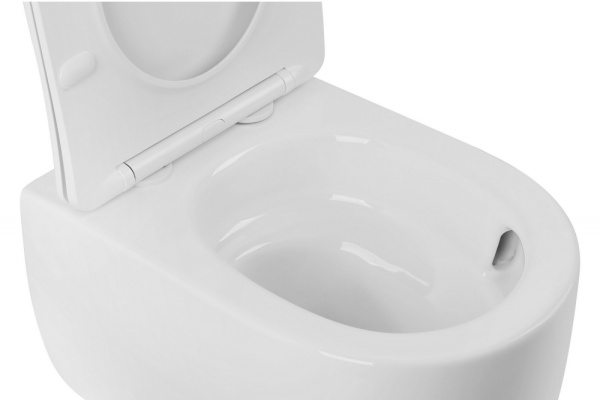 Унитаз подвесной ABBER Bequem 530х360х360 мм цвет белый, горизонтальный (прямой) выпуск, система антивсплеск, смыв торнадо, безободковый, с сиденьем микролифт, дюропласт, под скрытый бачок AC1104TN