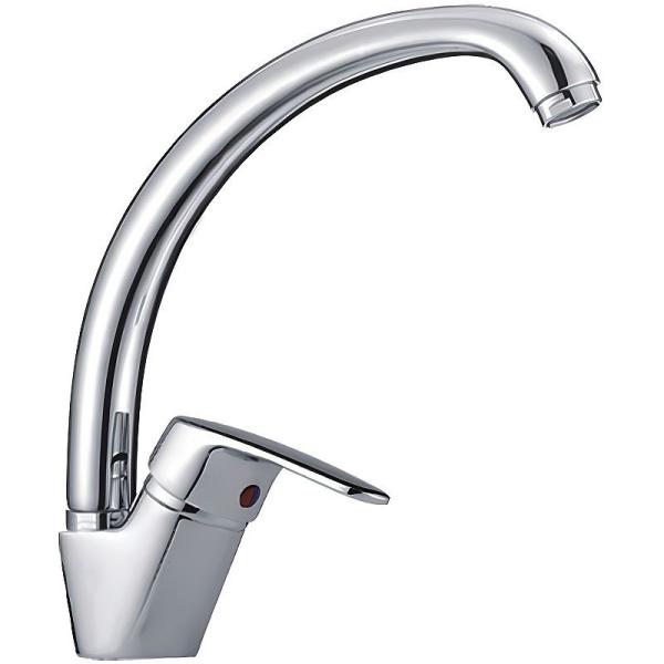 Смеситель для кухни/мойки HAIBA однозахватный, поворотный, латунный, с высоким изливом, длина 207 мм, латунь, цвет хром