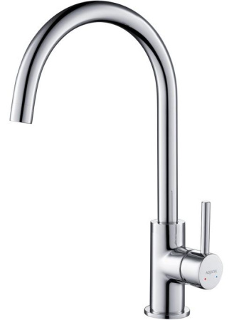 Смеситель для кухни/мойки Aquatek Европа однорычажный, поворотный, латунный, длина излива 205 мм, цвет хром