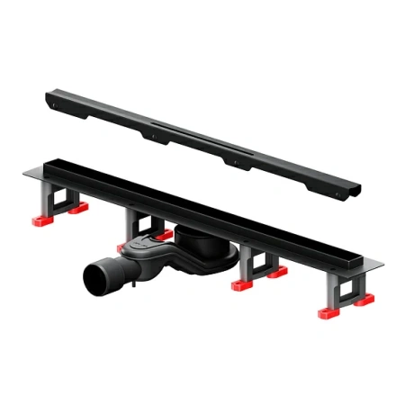 Душевой трап (лоток) AM.PM MasterFlow Slim 600 мм комбинированный затвор с черной матовой решеткой, цвет черный, выходная труба 40/50 мм, линейный