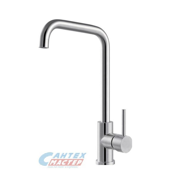 Смеситель для кухни/мойки Iddis Kitchen однорычажный, керамический, с изливом, латунь, цвет сталь/матовый, кухонный, хромированный, вертикальный, однорукий, одноручный, однозахватный, одноручковые, кран, комплект, сантехника, водопроводные, размер