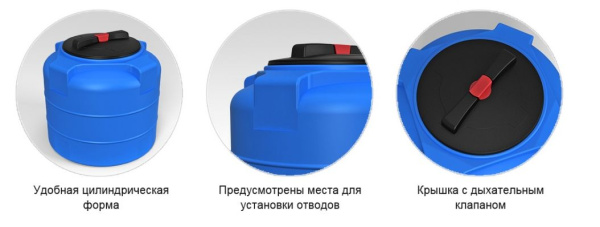 Емкость пластиковая (бак) Экопром T 300 литров 107,0395,601,0 для воды,с крышкой с дыхательным клапаном (цвет-синий) усиленная под плотность до  1,2 г/см3 Rostok(Росток)