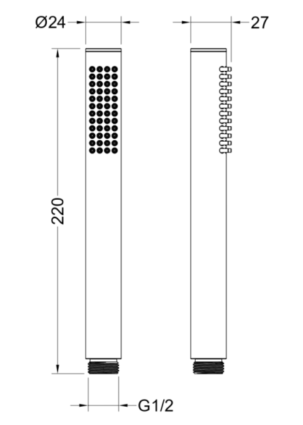 Лейка душевая Aquatek Европа 1 режим, оружейная сталь, латунь, ручная, для душа/ванной