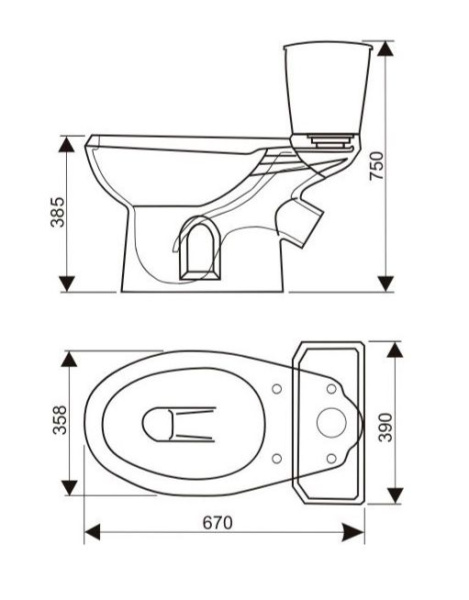 Унитаз компакт Оскольская керамика Элисса Стандарт, ЧЕРНЫЙ, косой (под углом) выпуск, напольный, с крышкой (сиденье) ПОЛИПРОПИЛЕН, нижняя подводка воды