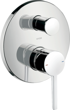 Смеситель для ванны Axor Starck однорычажный, с плоской рычаговой рукояткой, скрытого монтажа, настенный/встраиваемый, круглый, латунный, без излива, керамический, цвет хром, без душевого шланга/лейки, с защитной комбинацией EN1717