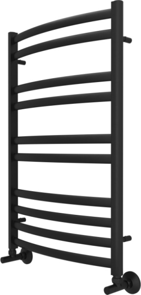 Полотенцесушитель Aquatek Лугано водяной П10 500х800 мм черный муар, нержавеющая сталь, лесенка, подключение нижнее