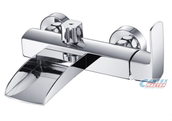 Смеситель для ванны/душа Zeegres Z.Kon однорычажный, керамический, настенный, излив фиксированный 253 мм, латунь, цвет хром, короткий, универсальный, горизонтальный, рычажный, кран, комплект, сантехника, размер, характеристики, высота, расстояние 