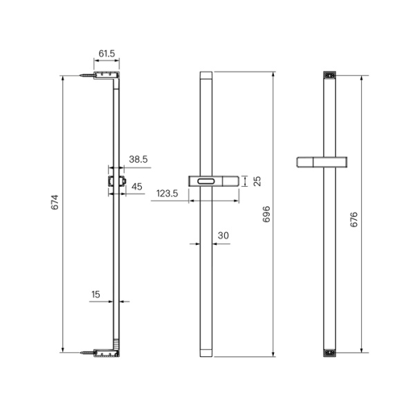 Душевая стойка IDDIS Slide, настенный монтаж, высота: 69,6 см, комплект: душевая штанга/держатель лейки, нержавеющая сталь, хром, для душа/ванной