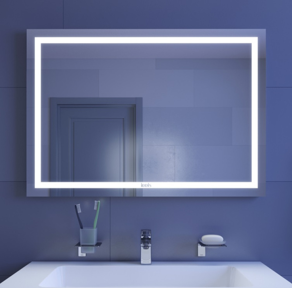 Зеркало IDDIS Zodiac, 100х70 см, с LED/ЛЕД-подсветкой, прямоугольное,  с антизапотеванием, выключатель механическйий, вертикальное, для ванны, навесное/подвесное/настенное