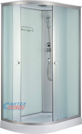 Душевая кабина 80х120х220 см Niagara Classic (левая) поддон низкий, ассиметричная, угловая, стекло матовое, задние стекла белые, с верхним душем, без гидромассажа, смеситель, профиль хром матовый, прозрачное стекло, белая, закрытая