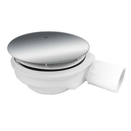 Сифон для поддона Excellent, диаметр 90 мм, гидрозатвор, универсальный, горизонтальный выпуск, цвет крышки- хром, для душевых поддонов