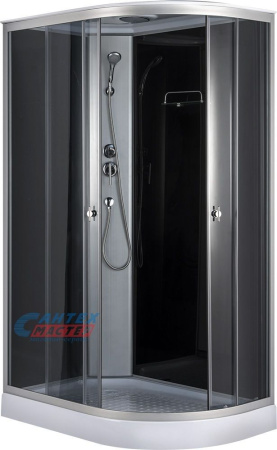 Душевая кабина 80х120х220 см Niagara Classic (левая) поддон низкий, ассиметричная, угловая, стекло заднее черное, двери тонированные, с верхним душем, без гидромассажа, смеситель, профиль хром матовый, прозрачное стекло, белая, закрытая