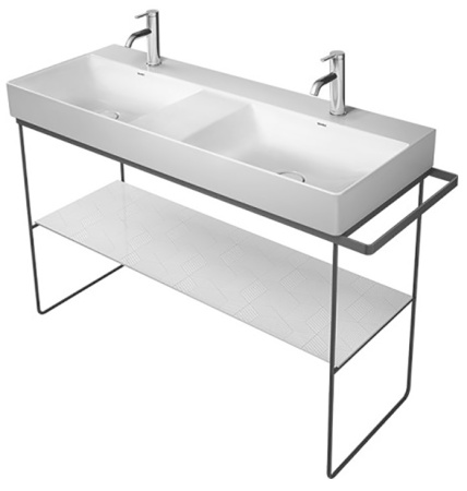 Консоль DURAVIT DuraSquare для раковины 126,5x45,1x74 см, напольная, цвет хром, металлический каркас под раковину, тумба, прямоугольная, с полкой, с полотенцедержателем