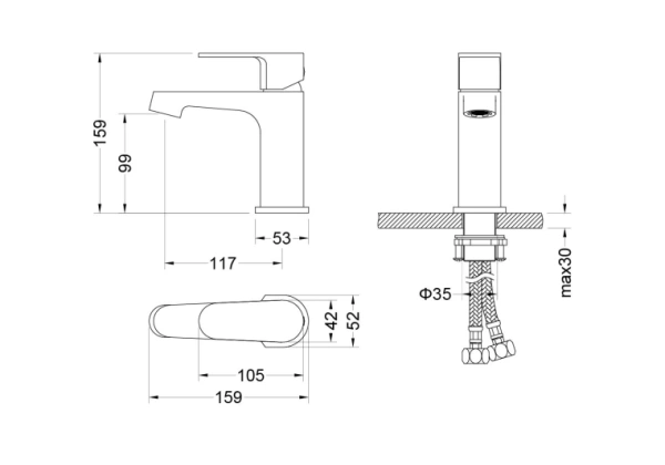 Смеситель для раковины/умывальника Aquatek Оберон однорычажный, неповоротный, фиксированный, излив длина 117 мм высота 99 мм латунь, цвет шлифованное золото