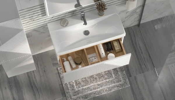 Тумба под раковину Velvex Edge 800-0-1, 804х393х343 мм подвесная, цвет белый глянец, 1 выдвижной ящик, подходит раковина 9696-80, универсальная, в ванную комнату