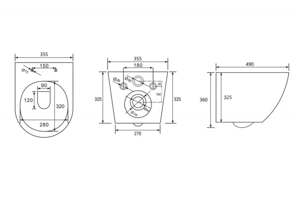 Унитаз подвесной ABBER Bequem 490х355х360 мм цвет белый матовый, горизонтальный (прямой) выпуск, система антивсплеск, смыв торнадо, безободковый, с сиденьем микролифт, дюропласт, под скрытый бачок AC1100TMW