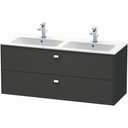 Тумба под раковину Duravit Brioso, 129х47,9x55,3 см, подвесная, 2 выдвижных ящика, ДСП, цвет: графит матовый/хром, шкафчик навесной, механизм доводчика, прямоугольная, правая/левая, в ванную комнату