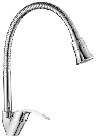 Смеситель для кухни/мойки Decoroom, однорычажный, поворотный/гибкий, керамический, длина излива 164 мм, латунь, цвет хром