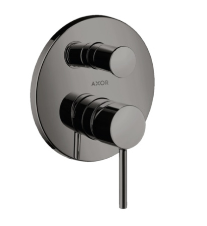 Смеситель для ванны Axor Starck однорычажный, с круглой рычаговой рукояткой, скрытого монтажа, настенный/встраиваемый, круглый, латунный, без излива, керамический, цвет полированный черный хром, без душевого шланга/лейки, с защитной комбинацией EN171