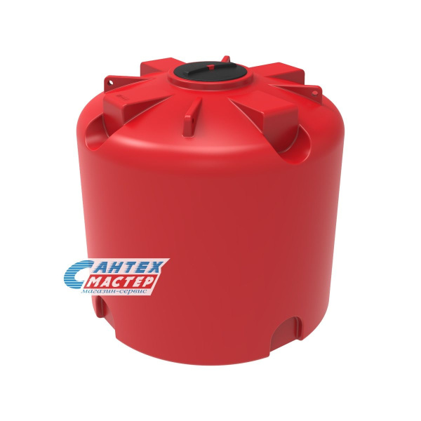 Емкость пластиковая (бак) Экопром КАС 10000 ТR литров 107.1003.101.0 для воды,с  крышкой с дыхательным клапаном (цвет-красный) 