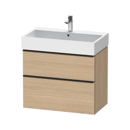 Тумба под раковину Duravit D-Neo, 81х37,2х62,5 см, подвесная, 2 выдвижных ящика, ДСП, цвет: натуральный дуб, шкафчик навесной, прямоугольная, правая/левая, в ванную комнату