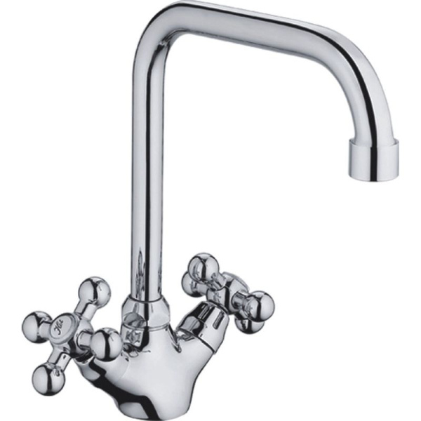 Смеситель для кухни/мойки HAIBA CRON двухвентильный, поворотный, длина 177 мм, силумин, цвет хром