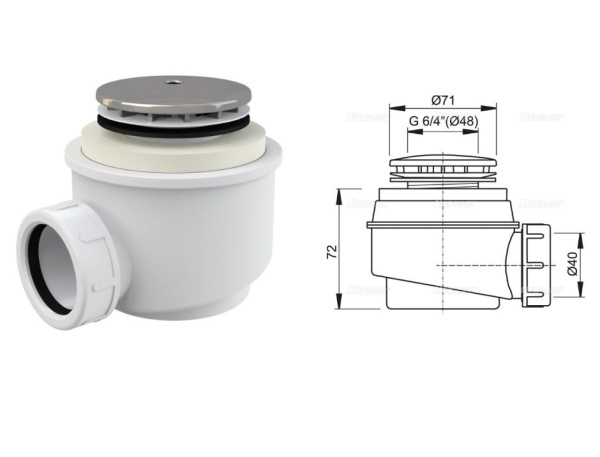 Сифон Alcaplast для душевой кабины D50 хром A47CR-50