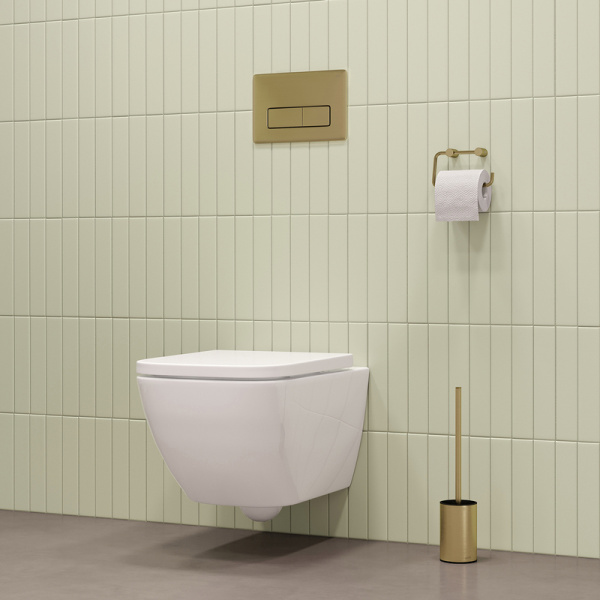 Кнопка смыва Iddis Unifix золото матовое, клавиша управления для сливного бачка, инсталляции унитаза, двойная, механическая, универсальная, размер 245х165х27,7 мм UNIS2MGi77