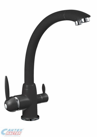 Смеситель для кухни/мойки G-lauf однорычажный, поворотный, керамический, с высоким изливом, длина 233 мм, с каналом для фильтрованной воды, латунь, цвет черный, кухонный, хромированный, вертикальный, однорукий, одноручный, однозахватный, одноручковые