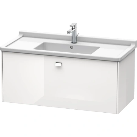 Тумба под раковину Duravit Brioso, 102х46,9х45,2 см, подвесная, 1 выдвижной ящик, ДСП, цвет: белый глянец/хром, шкафчик навесной, механизм доводчика, прямоугольная, правая/левая, в ванную комнату