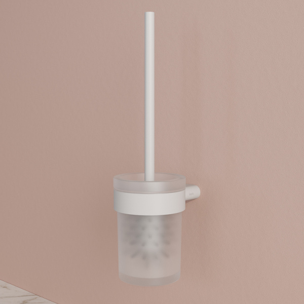 Ершик IDDIS Petite настенный, цвет белый матовый/матовое стекло, нержавеющая сталь/стекло, округлый, для туалета/унитаза PETWTSGi47