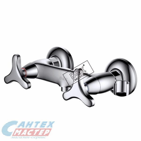 Смеситель для душа D&K Hessen Goethe двухвентильный, керамический, настенный, без излива, с шлангом/лейкой, латунь хром