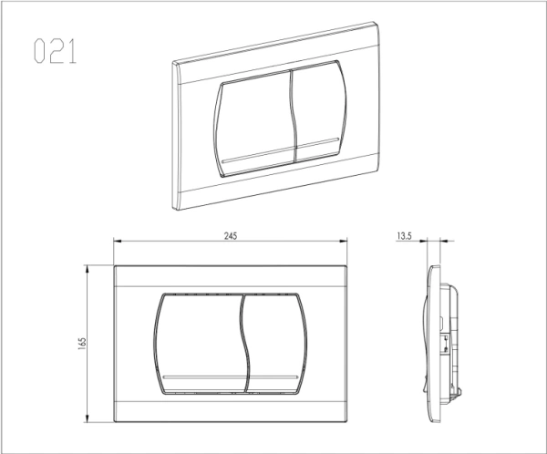 Кнопка смыва Aquatek KDI-0000046 прямоугольная, цвет белая, пластик, клавиша управления (клавиши прямоугольные) для сливного бачка, инсталляции унитаза, двойная, механическая, панель, универсальная, размер 245х165х13.5 мм