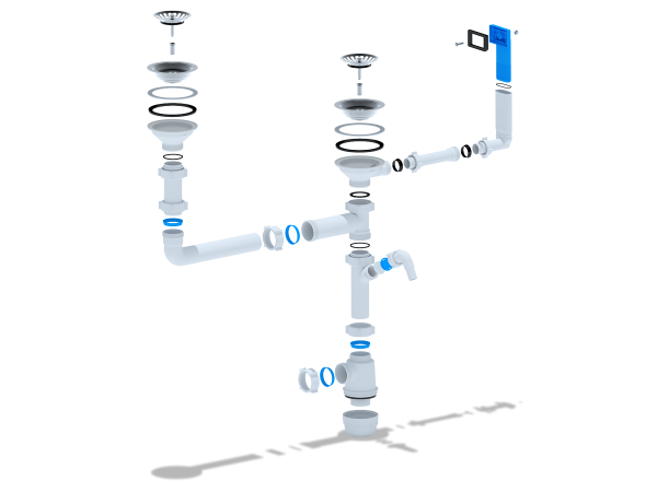 Сифон ANI-grot 3 1/2*40 двойной разноуровневый A7700