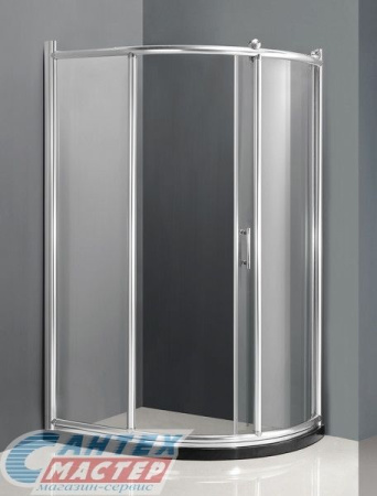 Душевой уголок Oporto 8004 L 120х90х195 см, без поддона, асимметричный, левый, прозрачное стекло, без крыши, раздвижной, акриловый, стеклянный, пластиковый, хромированный профиль, без антискольжения, комплект, для душа, ванной, квартиры, дома, дачи