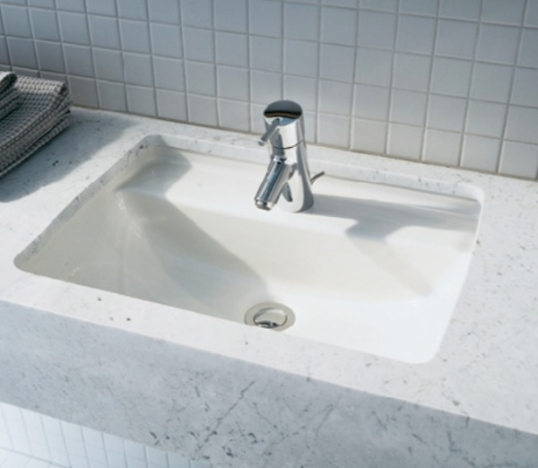 Раковина DURAVIT Starck 3 WonderGliss, 49х36,5 см, встраиваемая снизу, прямоугольная, санфарфор, цвет белый, с 1 отверстием под смеситель, антигрязевое покрытие, слив/перелив