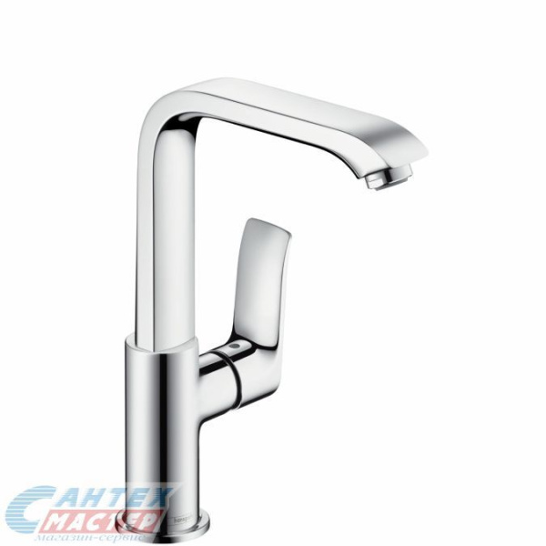 Смеситель для раковины Hansgrohe Metris однорычажный, излив длинный, длина 155 мм, керамический, латунь, цвет хром, с донным клапаном