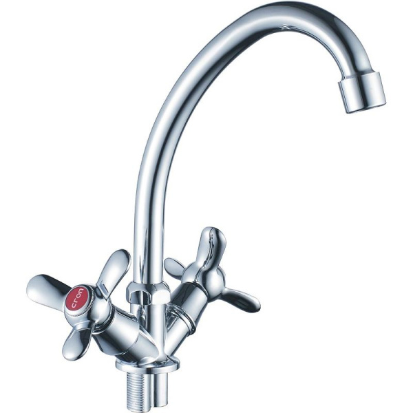 Смеситель для кухни/мойки HAIBA CRON двухвентильный, поворотный, длина 135 мм, силумин, цвет хром