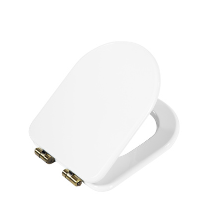 Cидение для унитаза Cezares King Palace, 360х465х60 мм, дюропласт, цвет- белый, с крышкой, Soft Close (микролифт), петли бронза, овальное