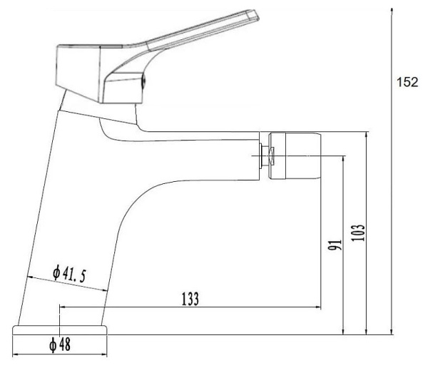 Смеситель для биде Esko Eiger однорычажный, излив короткий, длина излива 133 мм, керамический, латунь, цвет хром EG 45