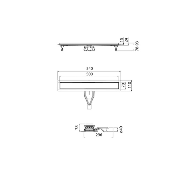 Водоотводящий желоб (Трап) IDDIS Perfex 500 мм, с двусторонней решеткой, цвет хром, горизонтальный выпуск и сифоном 360°, комбинированный затвор, выпуск 40/50 мм 975B5SB00DZ